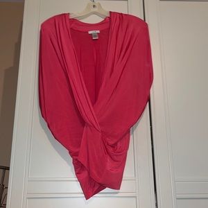 Cache Wrap Blouse in Coral - small